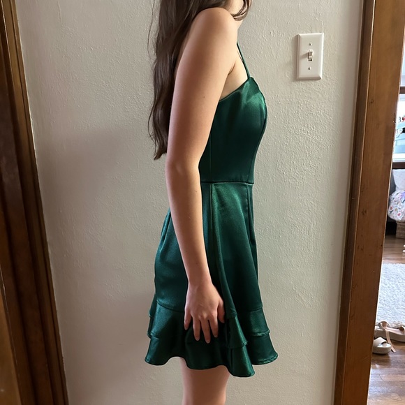Speechless Green Satin Dress, Size 1 - Picture 3 of 3